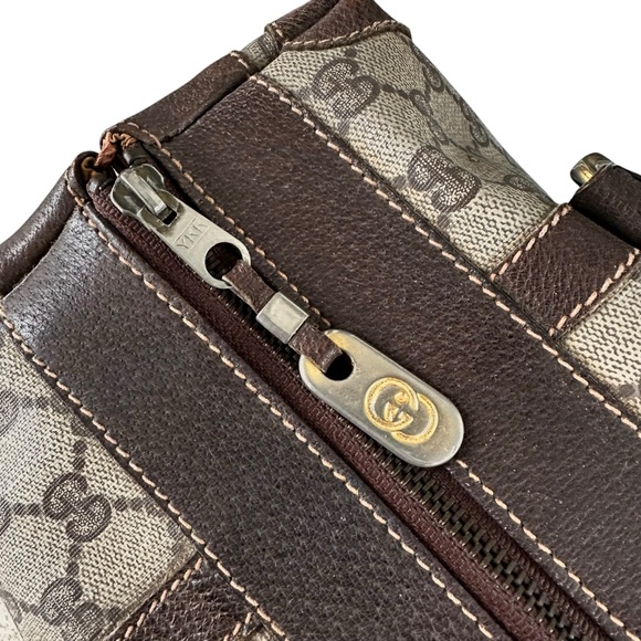 Authentic GUCCI GG Tan & Brown Monogram Leather Vintage Boston Bag - Picture 6 of 15